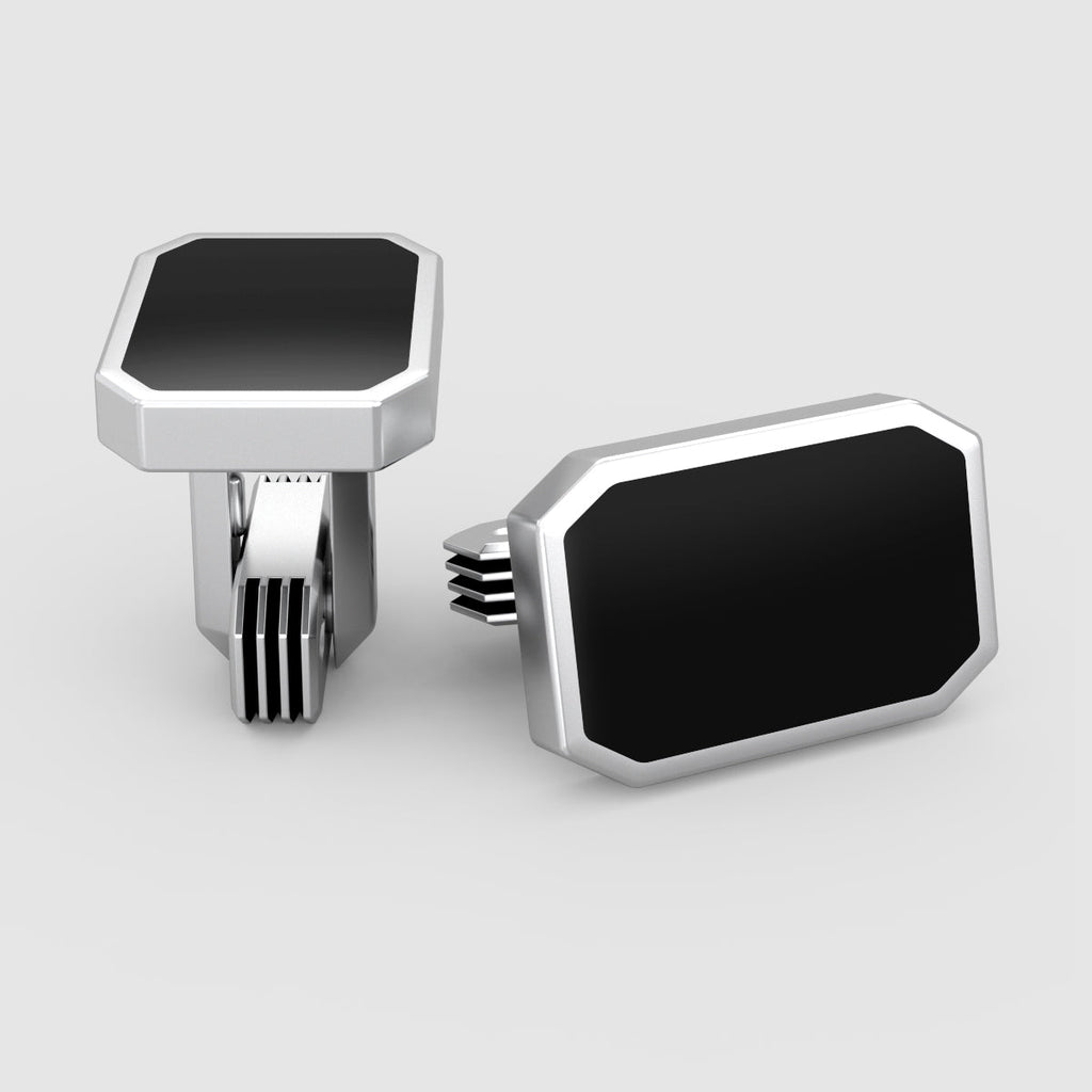 Rael – Black Onyx Silver Cufflinks 12mm