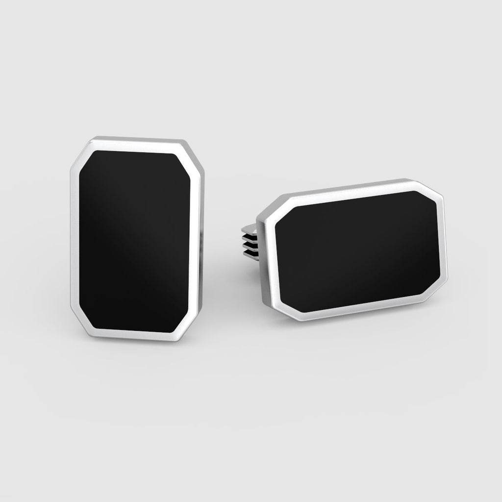 Rael – Black Onyx Silver Cufflinks 12mm