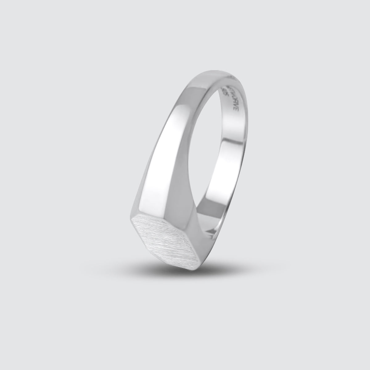 Tariq - Matte Brushed Silver Signet Ring 7mm