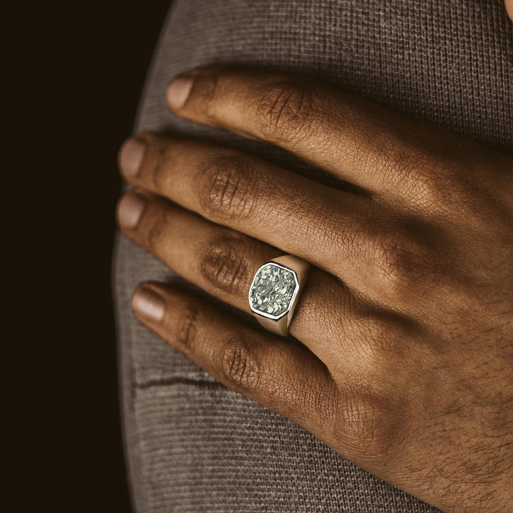 Mounim - Pyrite Druzy Signet Ring 13mm