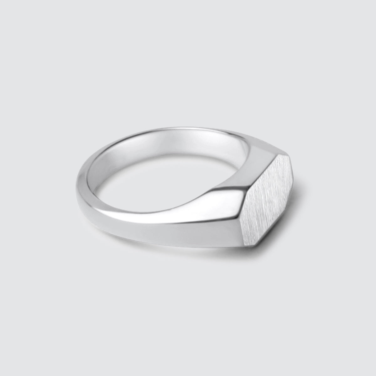 Tariq - Matte Brushed Silver Signet Ring 7mm