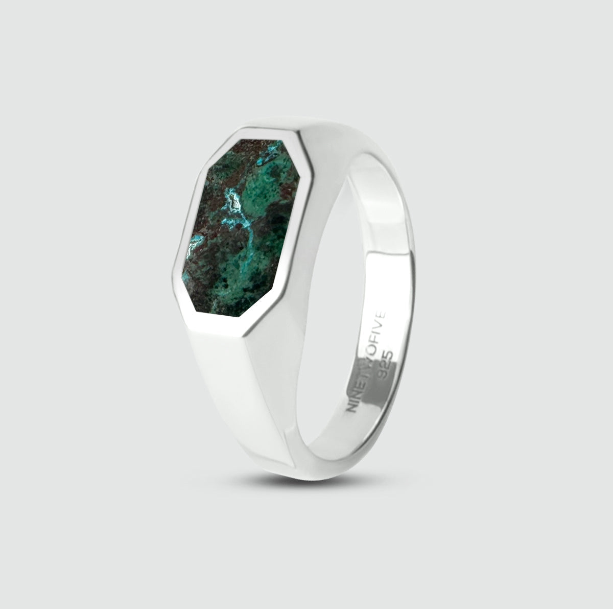 Zariq - Elegant Chrysocolla Stone Signet Ring 7mm