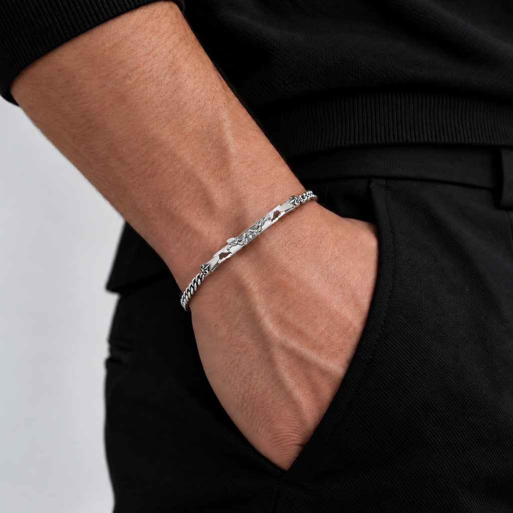 Wasim - Sterling Silver Curb Chain Bracelet 3mm