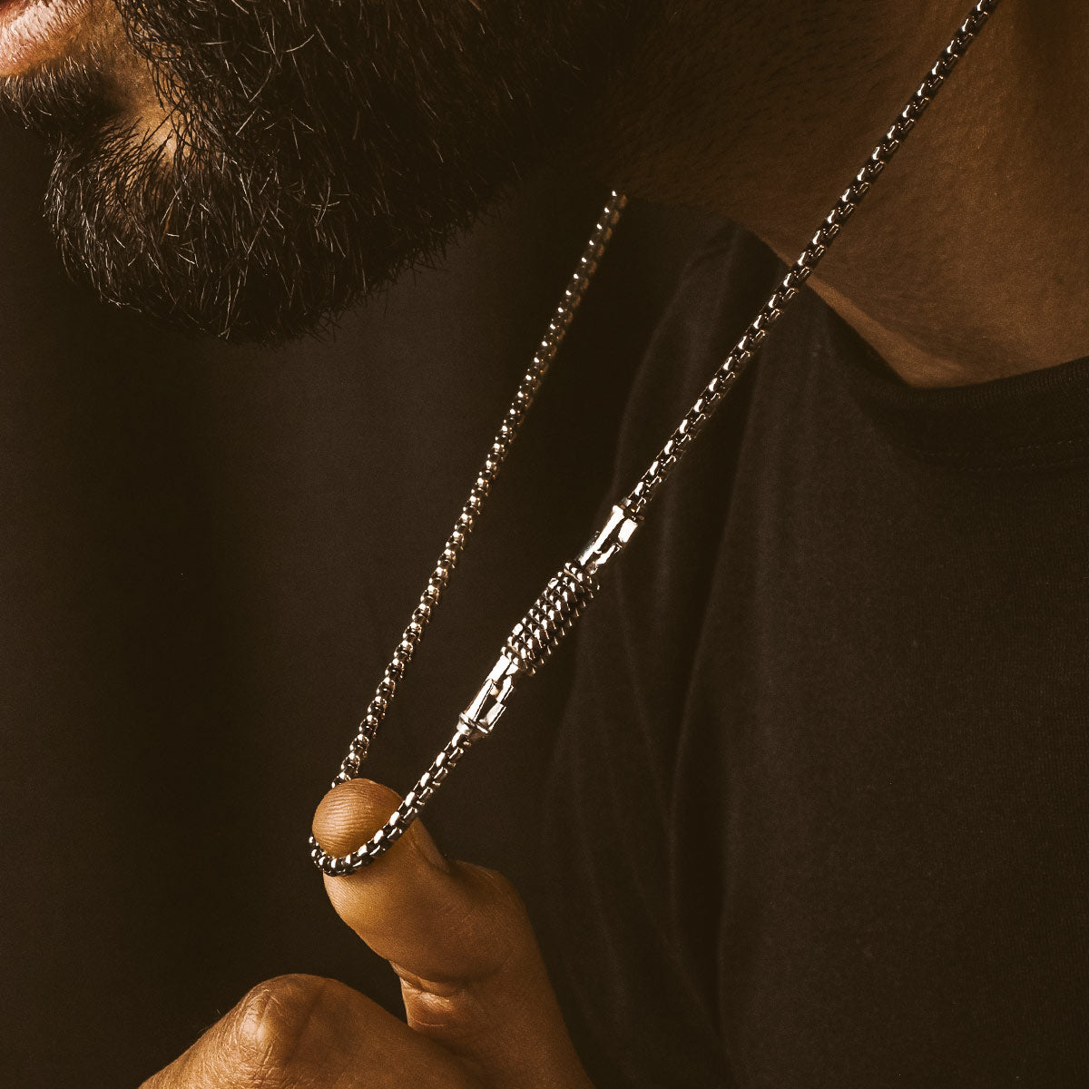 Kamal - Sterling Silver Venetian Box Chain Necklace 3mm
