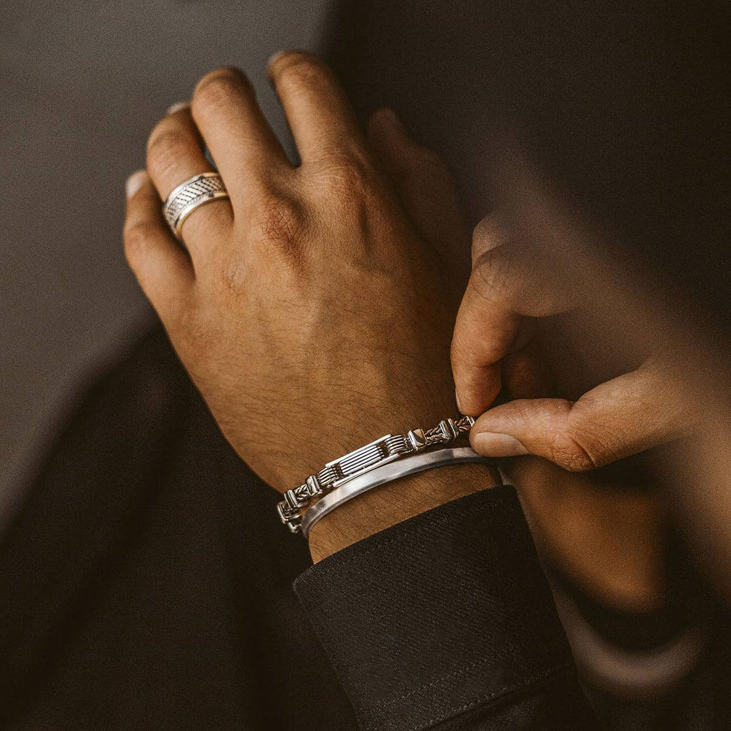 Khaled - Sterling Silver Brutalist Bracelet 6.5mm