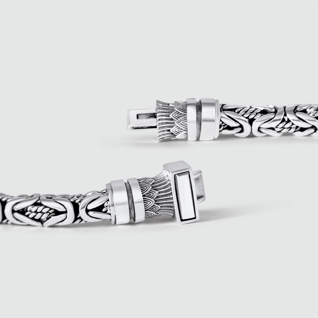 Murtaza - Egyptian Lotus Silver Byzantine Bracelet 7mm