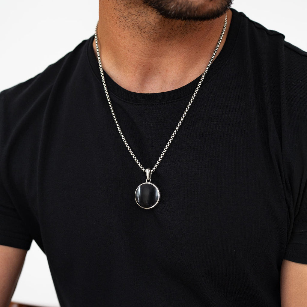 Safar - Sterling Silver Onyx Compass Pendant