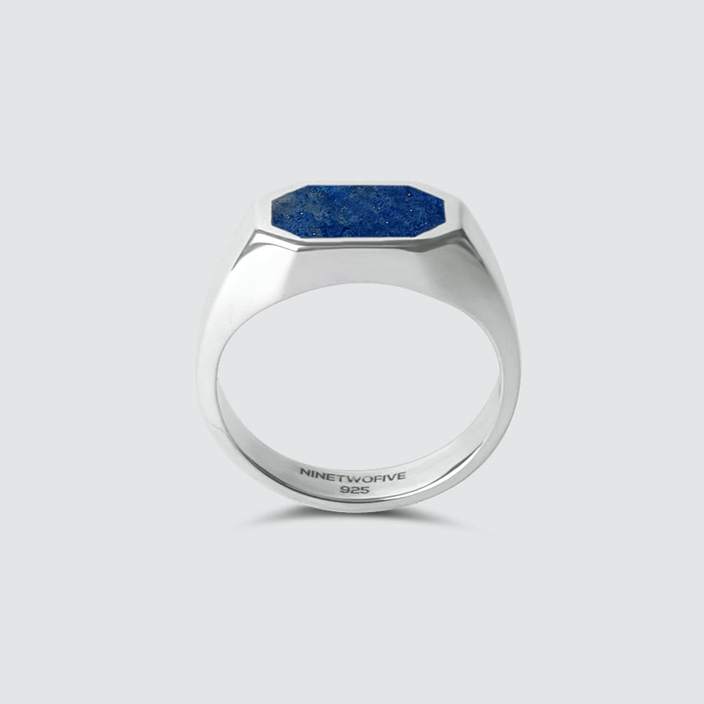 Rafiq - Elegant Lapis Lazuli Signet Ring 7mm