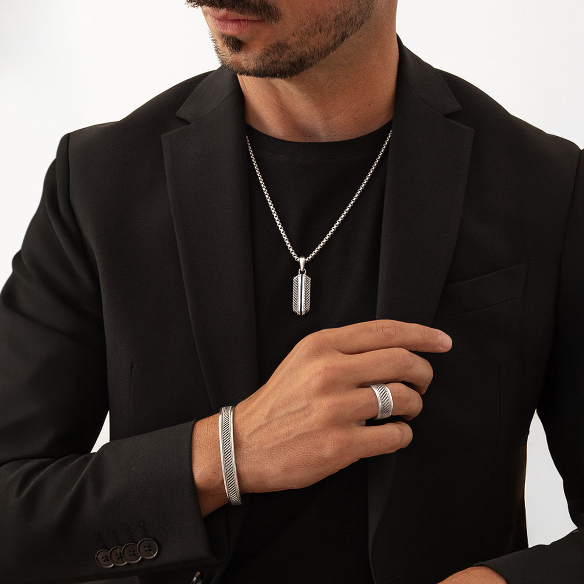 Kaliq Oxidised Pendant, Ring and Bangle - set