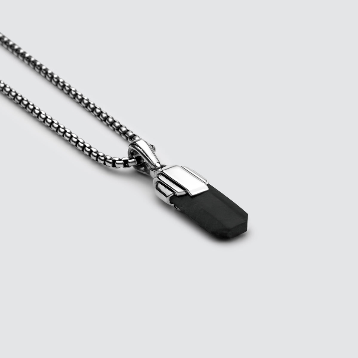 Tahsin - Art Deco Silver Black Onyx Pendant