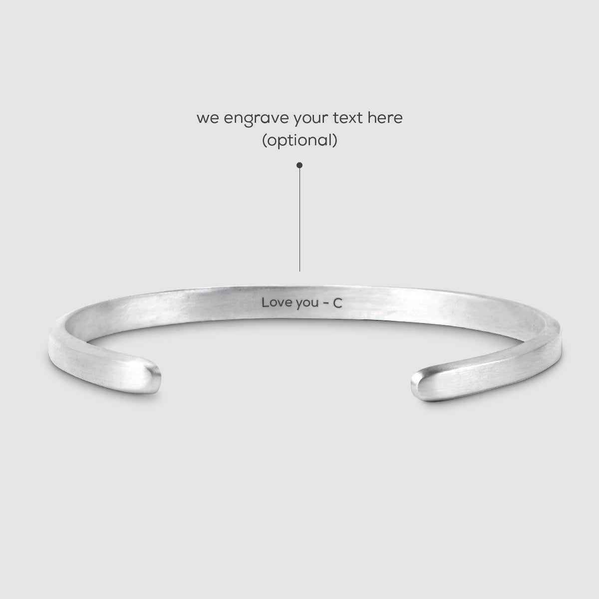 Noor - Brushed Silver Bangle Bracelet 5mm
