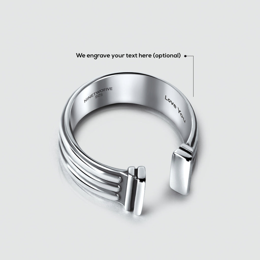 Mateen - Oxidised Sterling Silver Bangle Ring 10mm