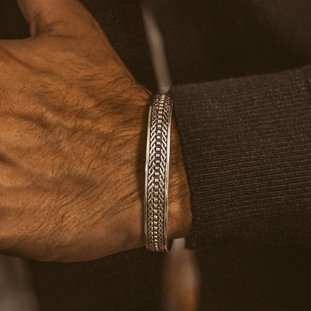 Fariq - Oxidised Sterling Silver Bangle 10mm