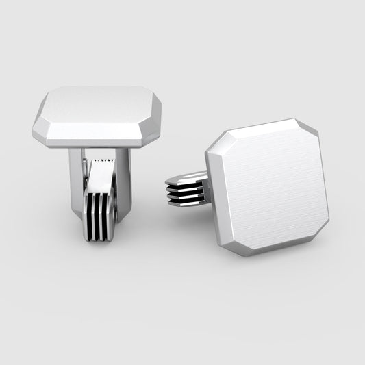 Hayel - Matt Finish Silver Cufflinks 15mm