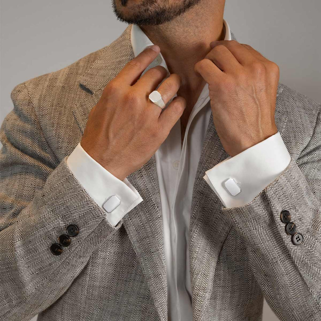 Nayel - Matt Finish Silver Cufflinks 12mm