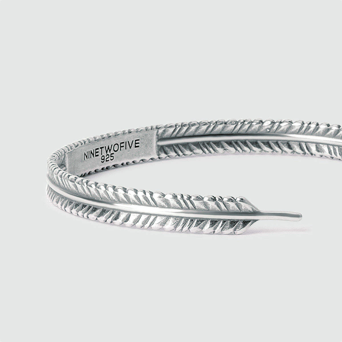 Zahir - Thin Sterling Silver Feather Bangle 6mm