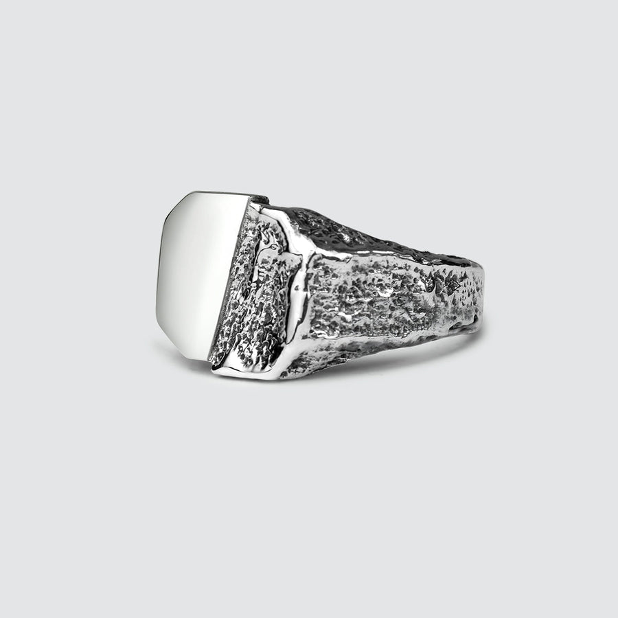 Tawasul - Split Silver Signet Ring 13mm