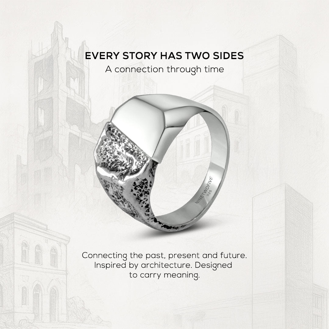 Tawasul - Split Silver Signet Ring 13mm