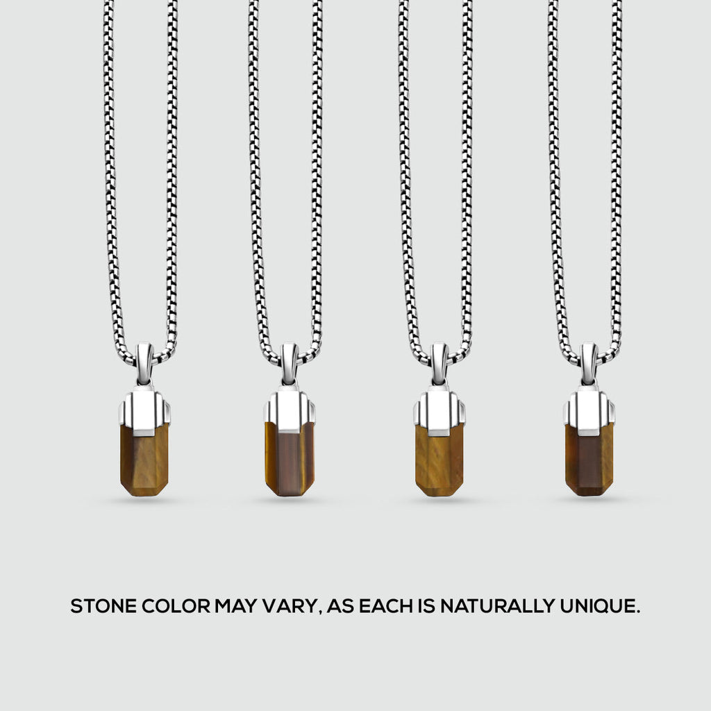 Tahqim - Art Deco Silver Tiger Eye Pendant
