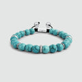Nuri - Adjustable Turquoise Beaded Bracelet in Silver 8mm