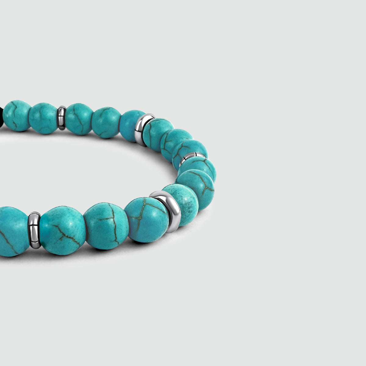 Nuri - Adjustable Turquoise Beaded Bracelet in Silver 8mm