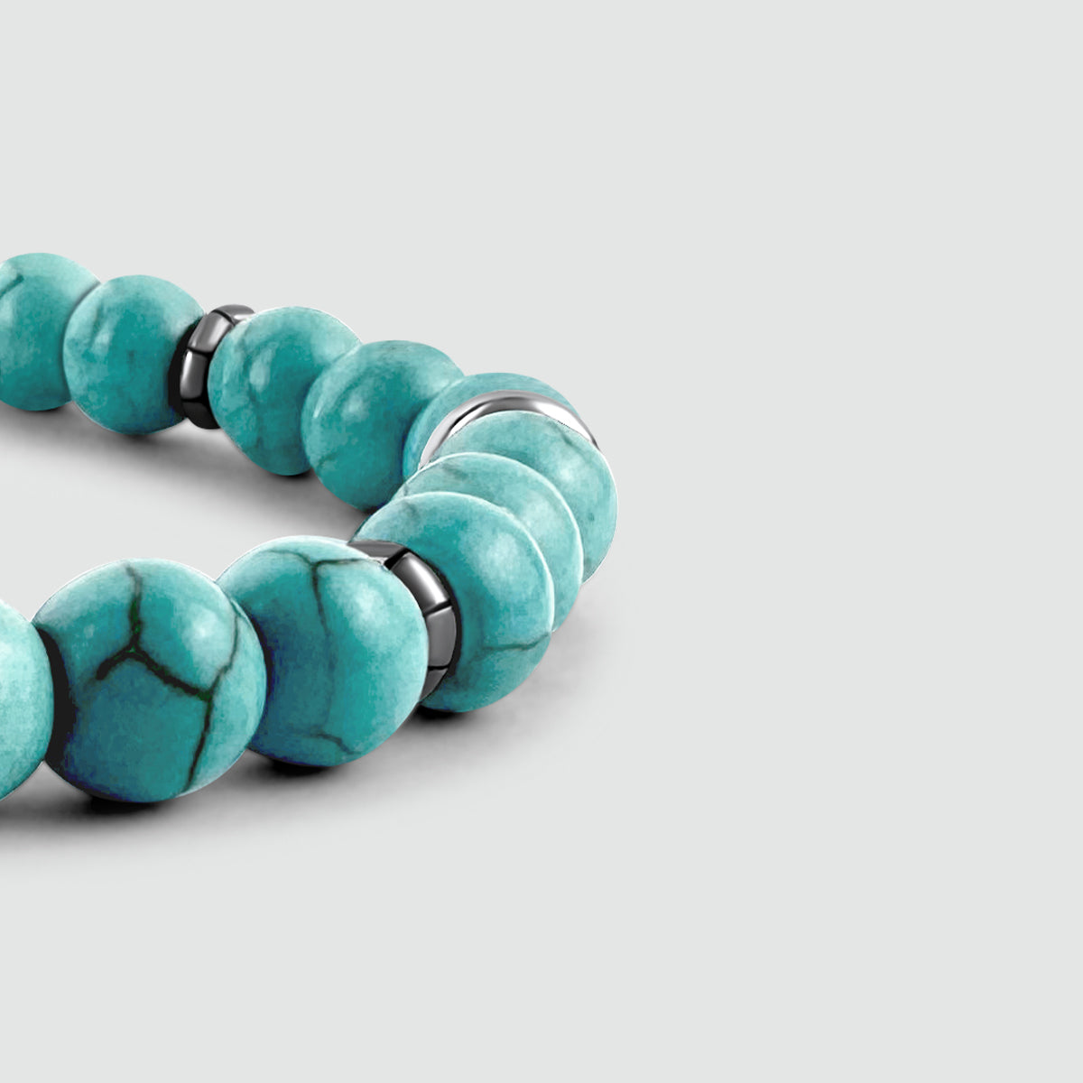 Nuri - Adjustable Turquoise Beaded Bracelet in Silver 8mm