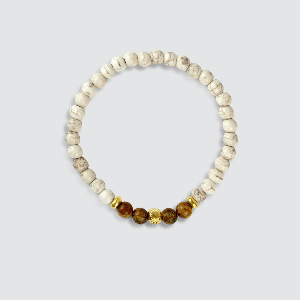 Ramli - Gold Beige Beaded Bracelet 6mm