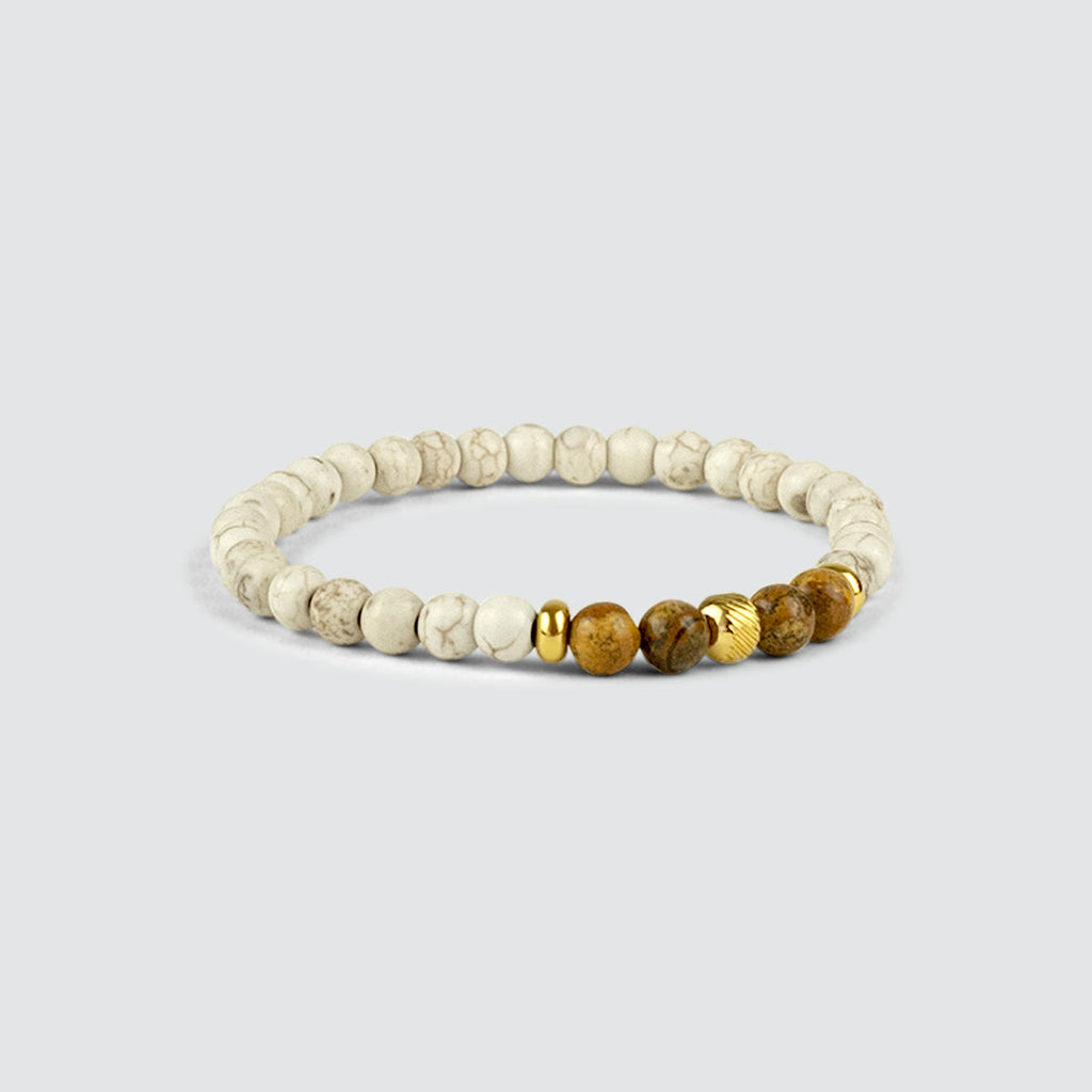 Ramli - Gold Beige Beaded Bracelet 6mm