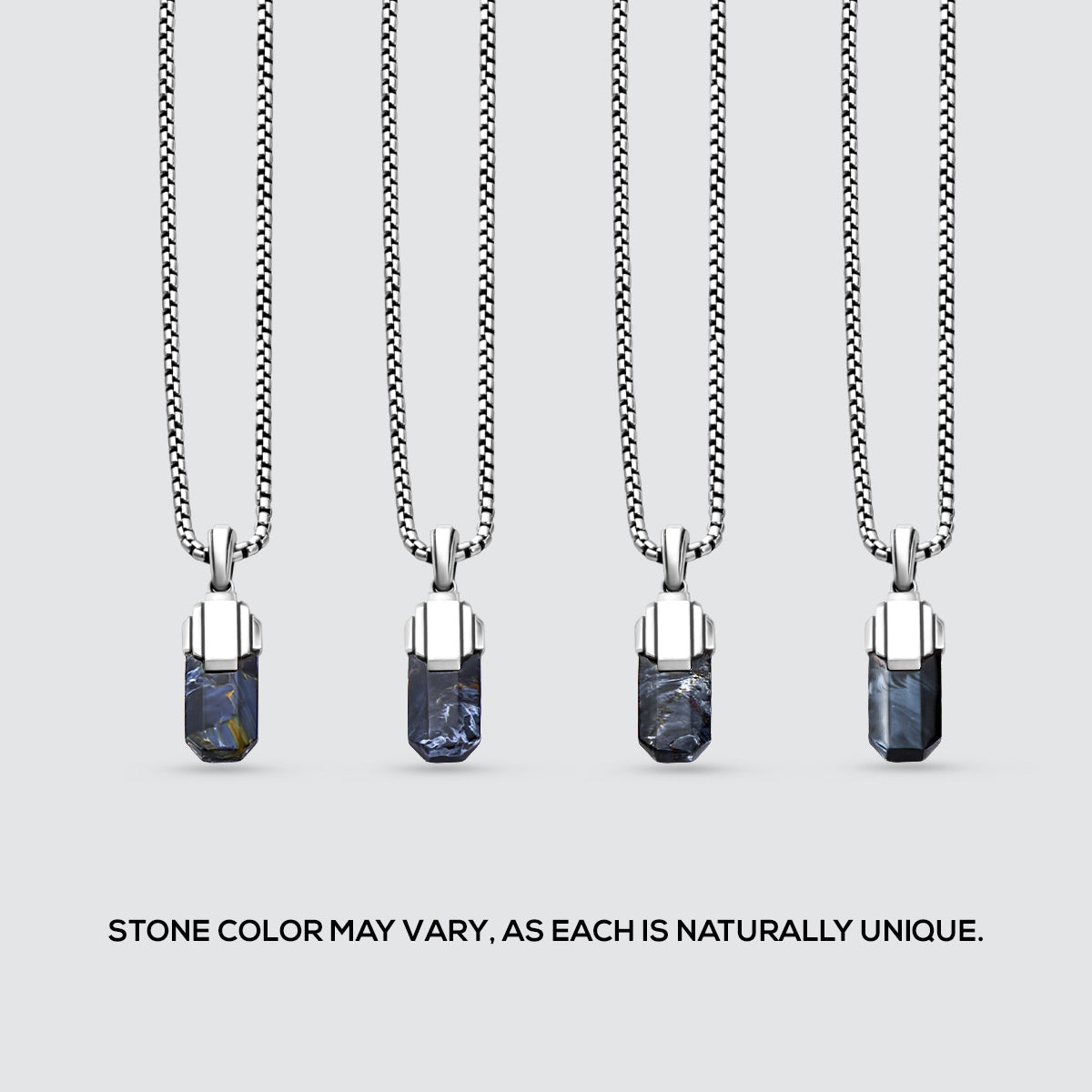 Tahrir - Art Deco Silver Blue Pietersite Pendant