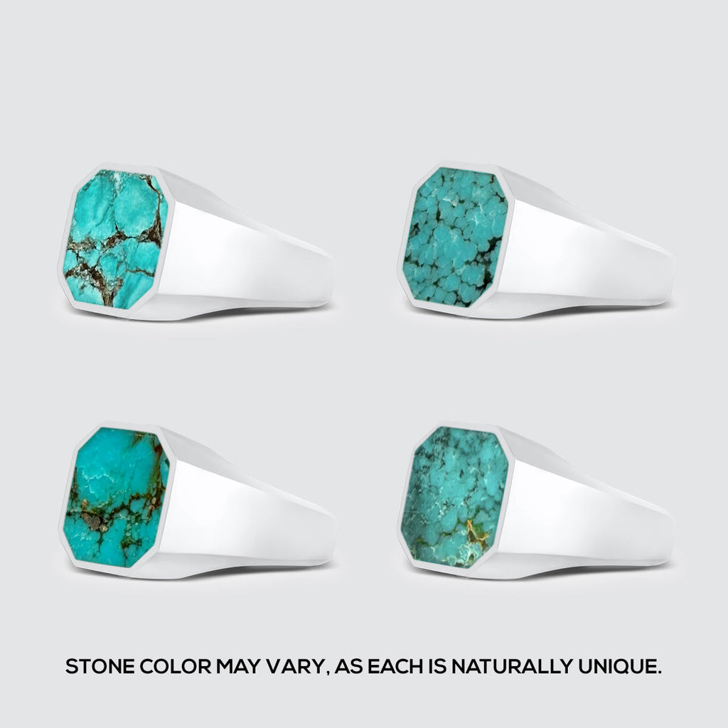 Nuri - Sterling Silver Blue Turquoise Signet Ring 13mm