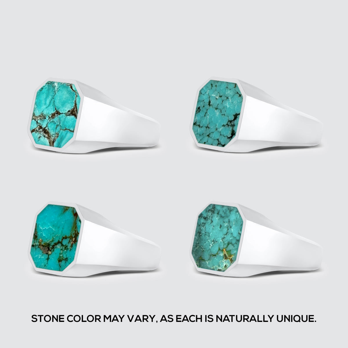 Nuri - Sterling Silver Blue Turquoise Signet Ring 13mm
