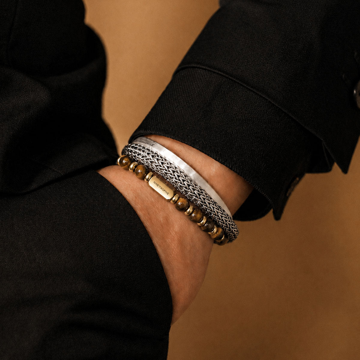 Zain - Tiger Eye Gold Beaded Bracelet 6mm