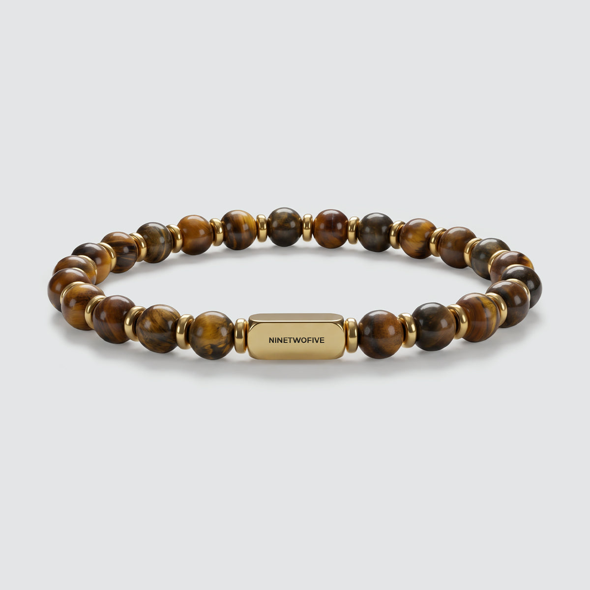 Zain - Tiger Eye Gold Beaded Bracelet 6mm