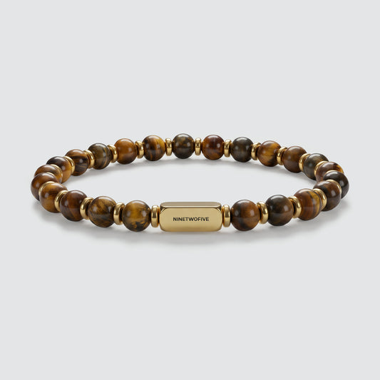 Zain - Tiger Eye Gold Beaded Bracelet 6mm